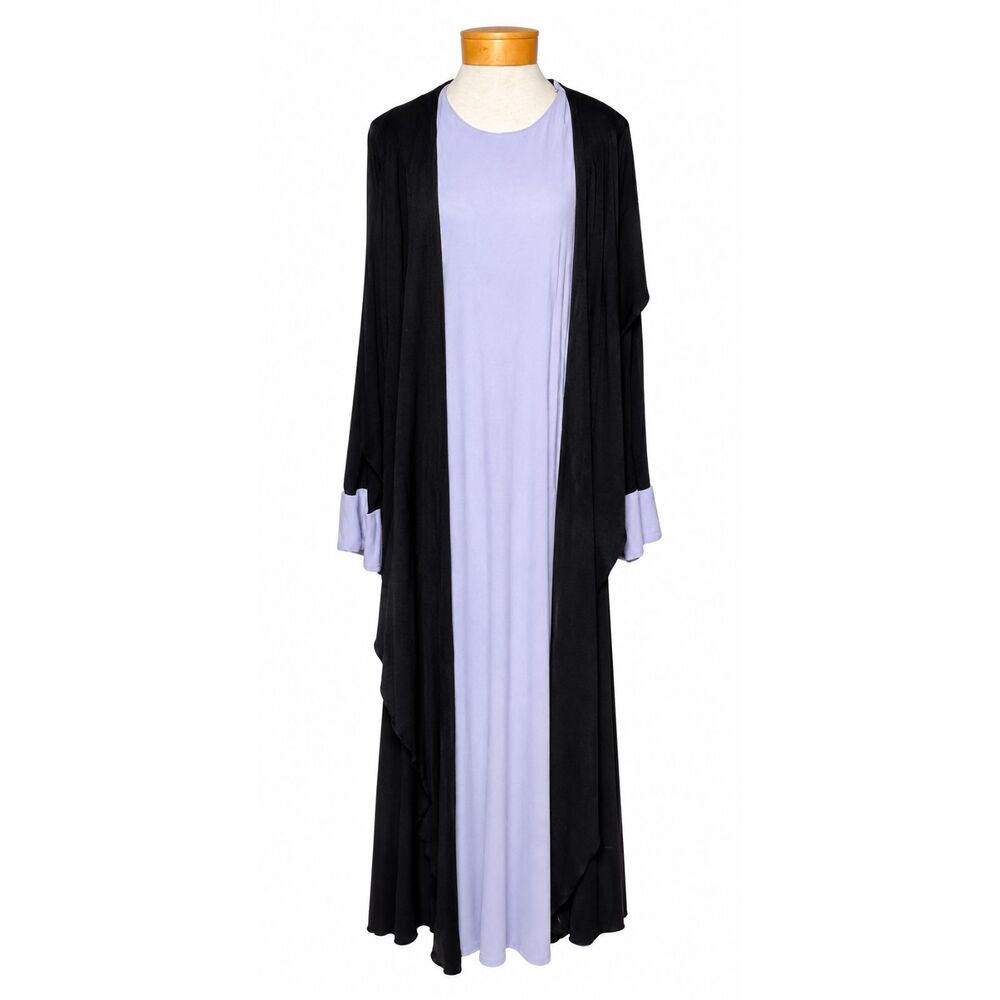 Annah Hariri Layered Abaya Maxi Dress XL Black Periwinkle Blue Modest Hijab 56